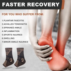 Copper Ankle Brace Compression Sleeve Support Socks Foot Fasciitis Pain Relief