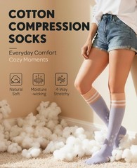 Thick Cotton Compression Socks for 15-20mmHg Cute Knee High Socks for Running…