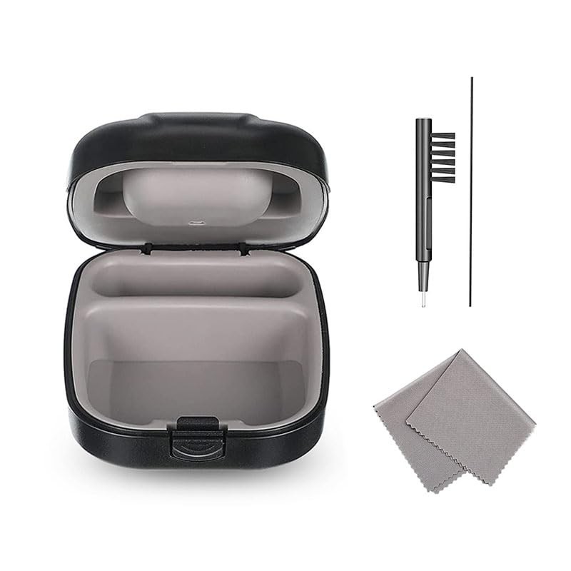 Hearing Aid Hard Case Pocket Size With Cleaning Cloth Brush Tools For Sound Ampl