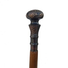 Antique Brass Handle Brown Wooden Walking Stick Cane Style Handmade Gift