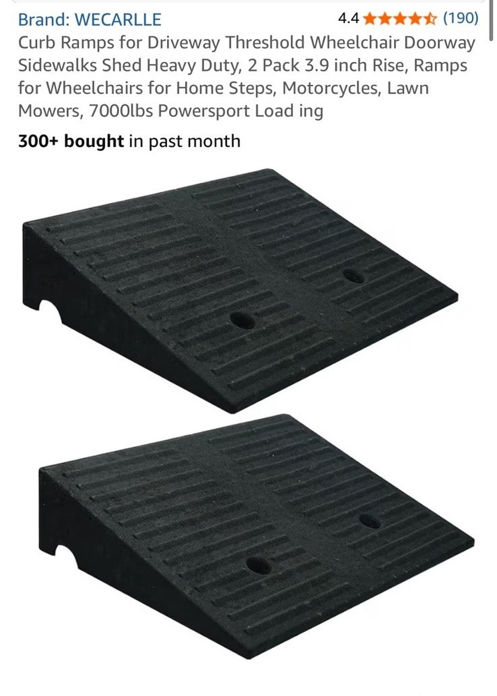 WECARLLE Rubber Curb Ramps for Wheelchairs 2 Pack Heavy Duty 7000lbs