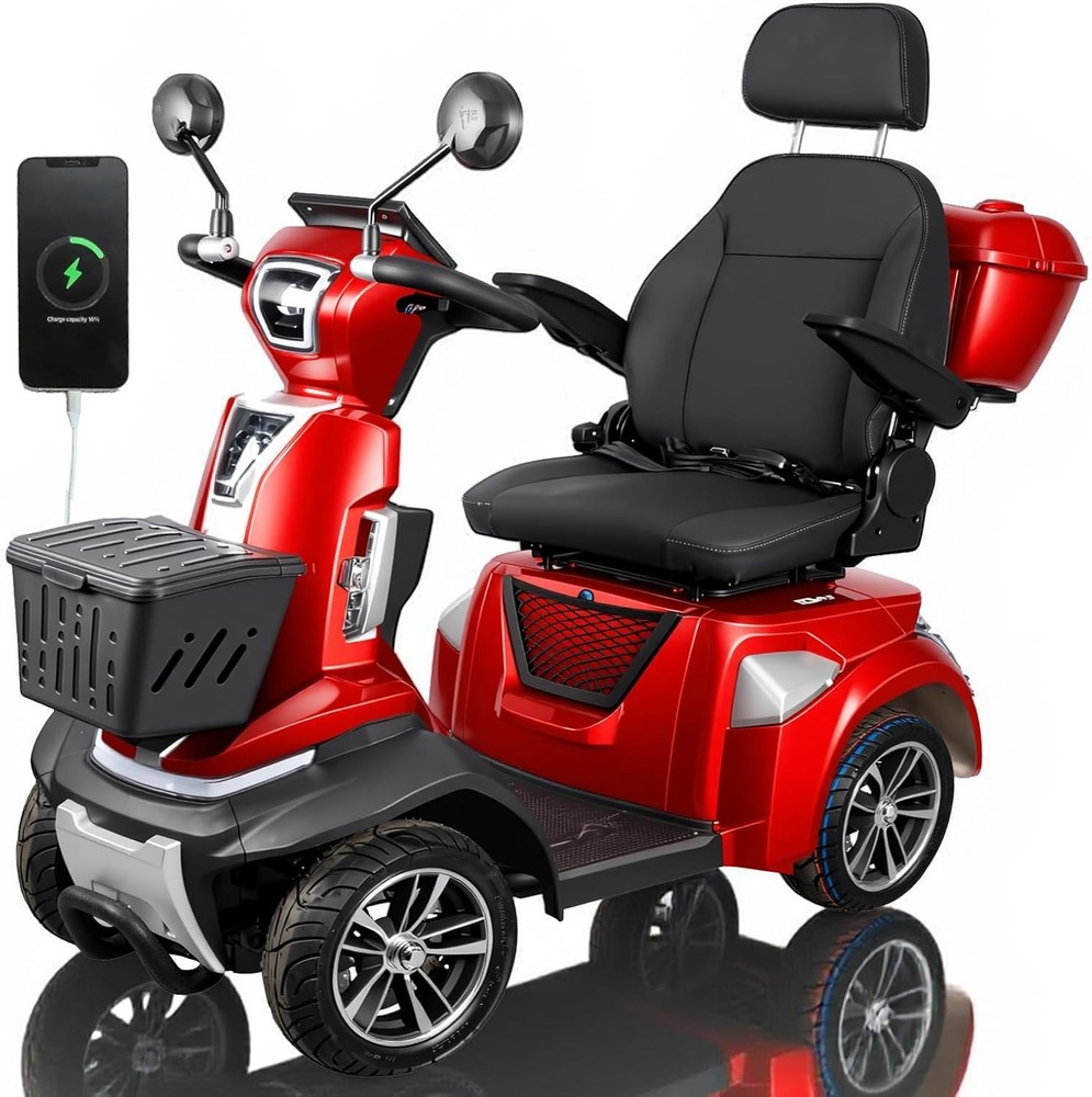 Heavy Duty 4-Wheel Mobility Scooters for Seniors 37 Miles 3-Speeds 500W 500lbs