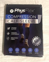 PhysFlex Compression Calf Sleeve Black, Breathable Targeted Compression, Size M