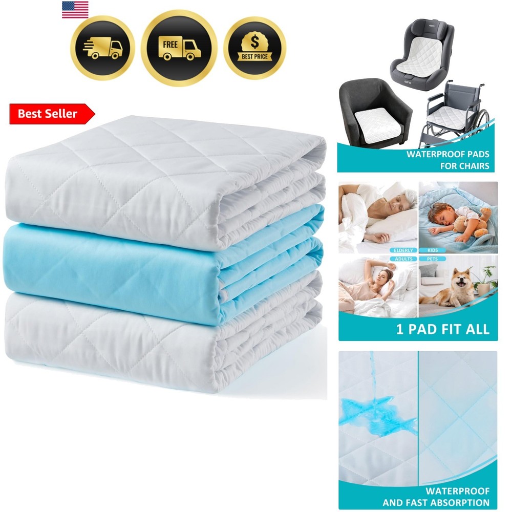 Washable Waterproof Underpads 18″x24″ 3 Pack – Reusable Incontinence Bed Pads…