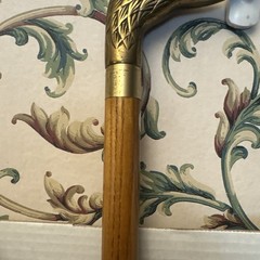 Vintage Brass Duck Mallard Head Wood Cane Walking Stick 34.5” pre owned