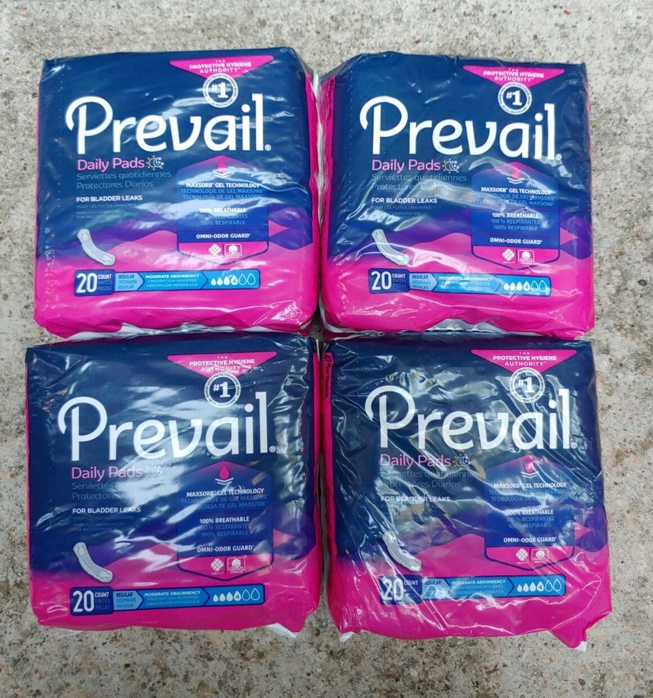 Prevail Daily Pads Bladder Control Pad 9-1/4″, Female BC-012 – 4 Packages.
