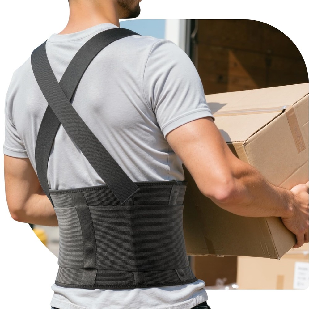 Work Back Brace for Men & Women, Adjustable Lower Back Support Belt with Susp…
