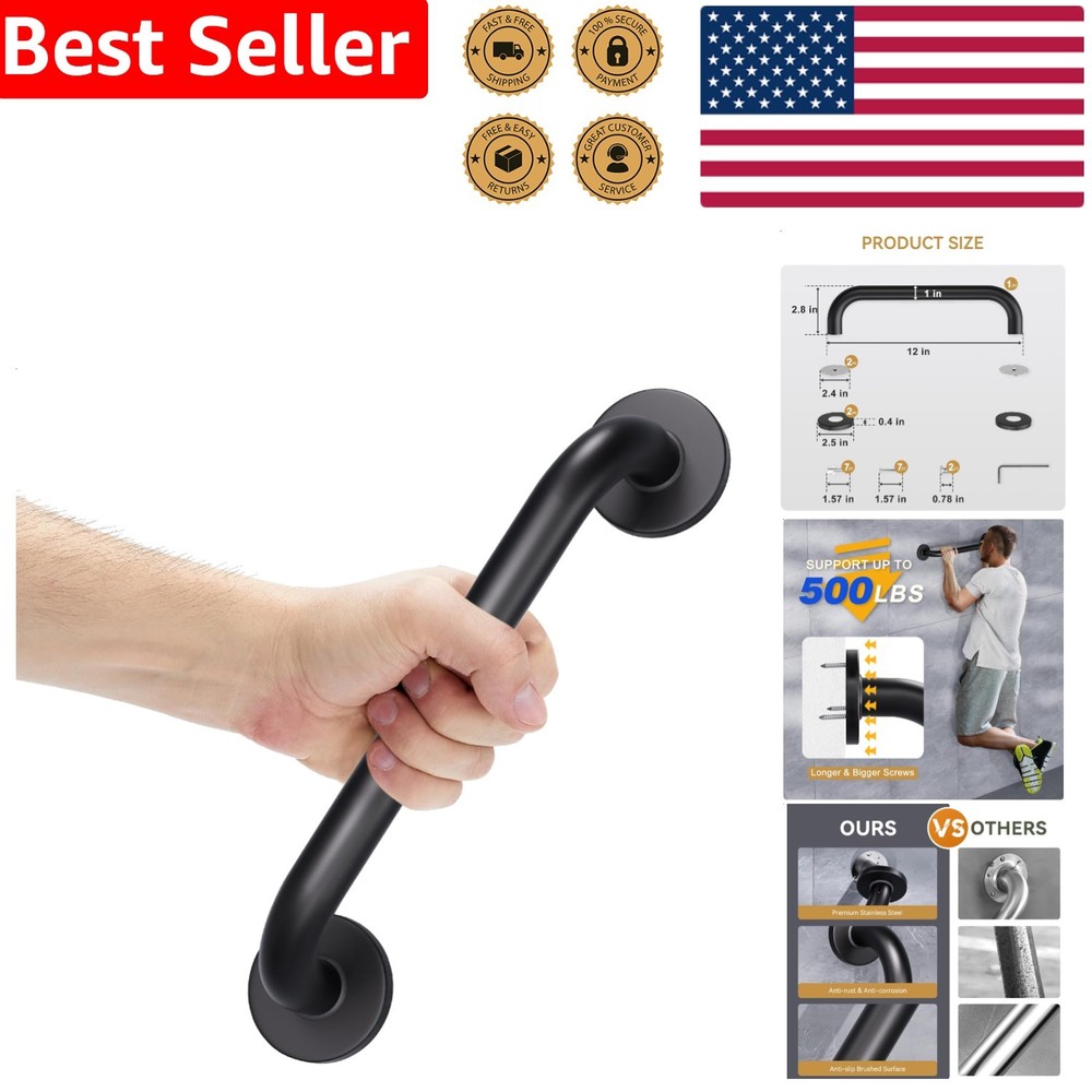 Black Stainless Steel Bath Safety Grab Bar
