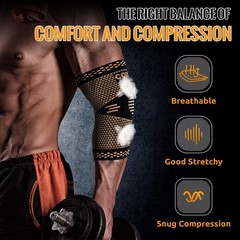Vlela Copper Elbow Sleeve,Elbow Compression Sleeve, Medium, Gold&Black