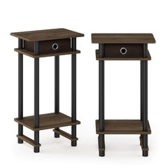 Furinno Turn-N-Tube Tall End Table Columbia Walnut/Black/Dark Brown