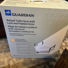 Midline Guardian Raised Toilet Seat W/Lock & Padded Arms 400 Ib Capacity NIB