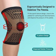 2x Copper Knee Sleeves Silver Compression Brace Support Sport Joint Injury Pain