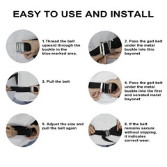 Gait Belts for Seniors, Transfer Belt with Handles, Gate Medical Black