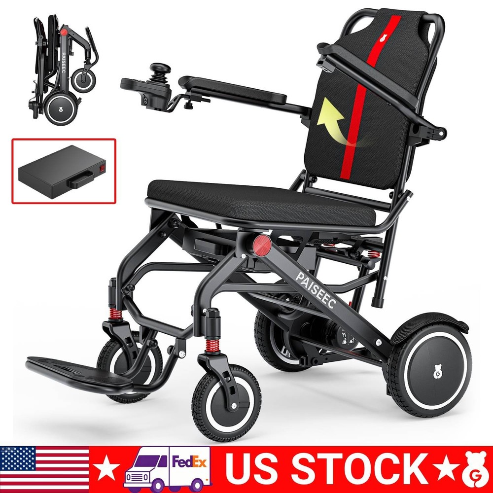 Electric Wheelchair Power Wheel Chair Lightweight Mobility Aid Folding Foldable