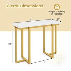 Giantex 42 Console Table Modern Faux Marble Entryway Table Geometric Metal