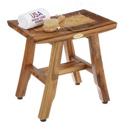 ® Satori® 14″ Solid Teak Shower Bench, Water-Resistant Bath Stool with Adjust…
