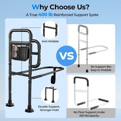 Adjustable Bed Rails for Seniors – 400 LBS Safety Assist Handle, Ergonomic Grip,