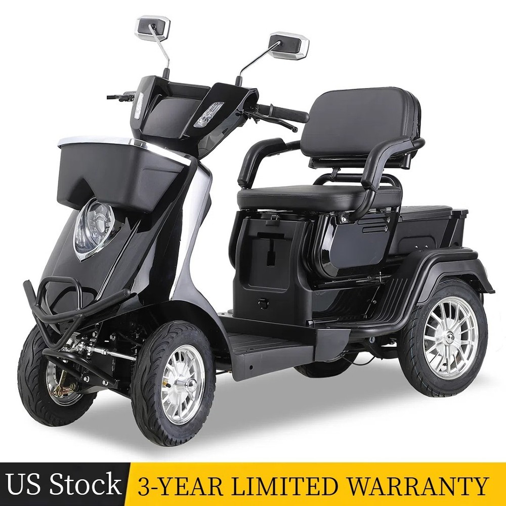 1000W Heavy Duty 4 Wheels 2-Seat Mobility Scooter for Seniors & Adults 500 lbs
