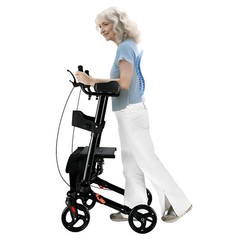 irtme All Terrain Upright Rollator Walker with Seat, Stand up Rolling Walker
