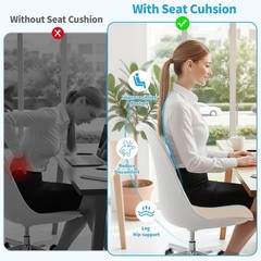 Large Memory Foam Seat Cushion for Office, Home & Car – Non-Slip Pad for Back &