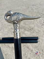 Victorian Antique Brass Hercules Swan Handle Walking Stick wooden Walking Cane