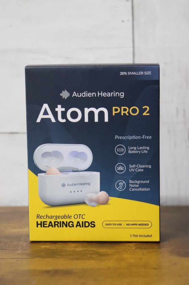 Audien Hearing Atom PRO 2 Wireless Rechargeable OTC Hearing Aids.(SEALED)