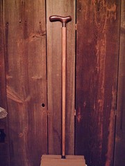 ROSEWOOD derby handle cane BRASS COLLAR HICKORY wood shaft rubber tip USA MADE