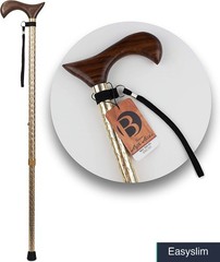 Walking Cane Adjustable 30-39 Inches Aluminum Gold Walnut Handle