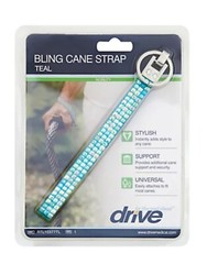 Drive Medical Bling Walking Cane Wrist Strap Teal Sparkle Crystal Universal