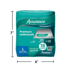 Assurance Unisex Premium Quilted Underpad, Maximum Absorbency, L (18 Count)