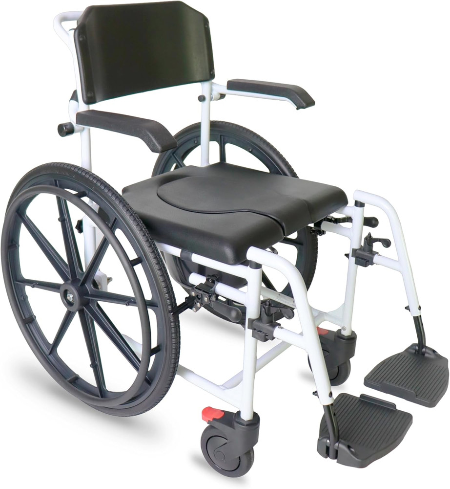 PRO – Shower Wheelchair, Adjustable Chair with Wheels for Disabled Adult, Self P