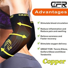 Copper Elbow Brace Compression Support Sleeve Arthritis Tendonitis Joint Pain HG