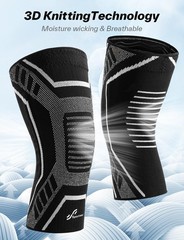Copper Knee Brace for Men & Women – Compression Medium(16″-18.5″), Black