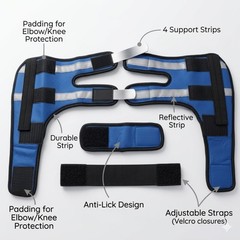 Adjustable Dog Knee Brace with 4 Support Strips, Elbow Support, Reflective Wrap