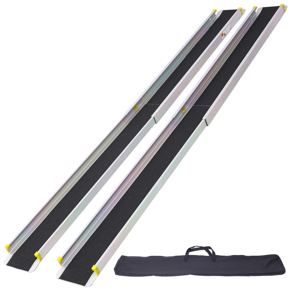 7′ Telescoping Wheelchair Ramps, Adjustable 48″-84″, 600 lb Capacity