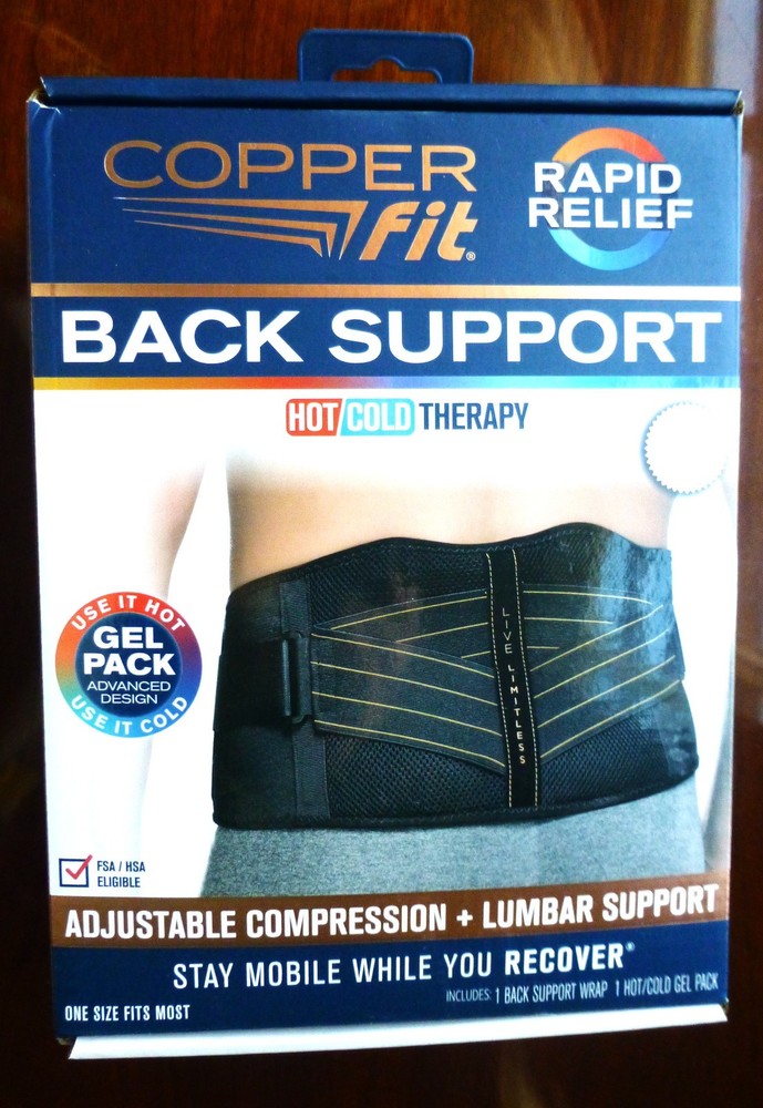 Copper Fit Rapid Relief 3-In-1 Hot/Cold Therapy Back Support One Size Fits Most