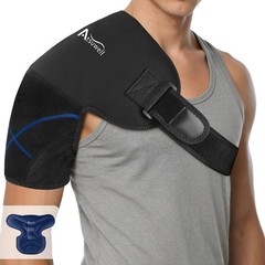 Atsuwell Shoulder Ice Pack Wrap & Brace for Rotator Cuff Cold Large, Black