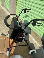 Medline Bariatric Rollator Walker 500lb Heavy Duty Foldable 8” Wheels Seat