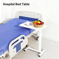Pneumatic Overbed Table Adjustable C-Shaped Hidden Wheels White 15.8×31.5