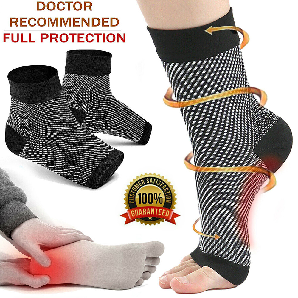 2Pairs Foot Ankle Compression Sleeve Anti Fatigue Heel Arch Pain Relief Socks