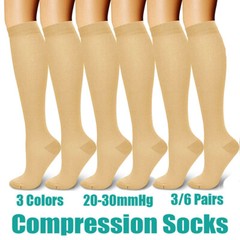 3Pair 20-30mmHg Compression Socks Medical Varicose Vein Relief Support Knee High