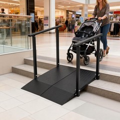 Wheelchair Ramp Home Step w/Handrails Doorways Stair Access Ramp 226.8kg/500lbs