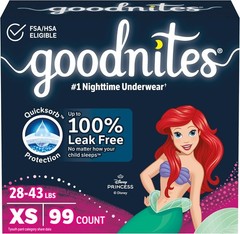 Goodnites Girls‘ Nighttime Bedwetting Underwear, Size Extra Small (28-43 lbs)
