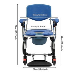 Commode Wheelchair Multifunctional Shower Commode Wheelchair With Armrests Blue