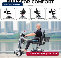 Heavy Duty Mobility Scooter 500W 450LBS 4 Wheel All Terrain 10″ Tires 20 Mile