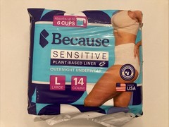2 Pack Because Adult Incontinence Overnight Underwear for Sensitive Skin Women L
