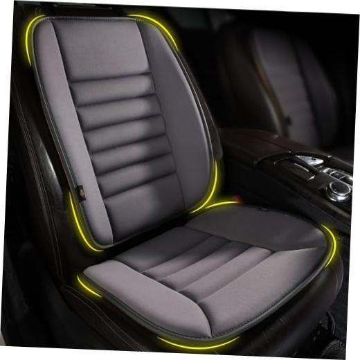 Car Seat Cushion with Back Support Pillow, Memory Foam, Grey | Front Dark Grey
