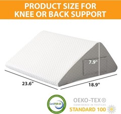 Knee Wedge Pillow, 8” Pillow for Back 23.6*18.9+7.9, White/Grey