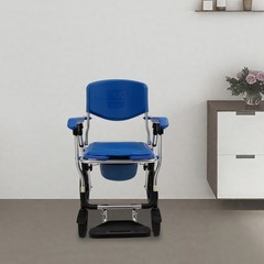 Commode Wheelchair Multifunctional Shower Commode Wheelchair With Armrests Blue