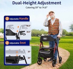 Rollator Walker 350lb,8″Wheels, Foldable Lightweight LOCAL sale CA.
